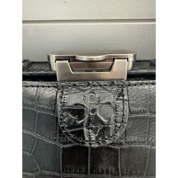 Patricia Nash Leather Crocodile Embossed Nela Frame Tote Black 10th Anniversary - Picture 2 of 16